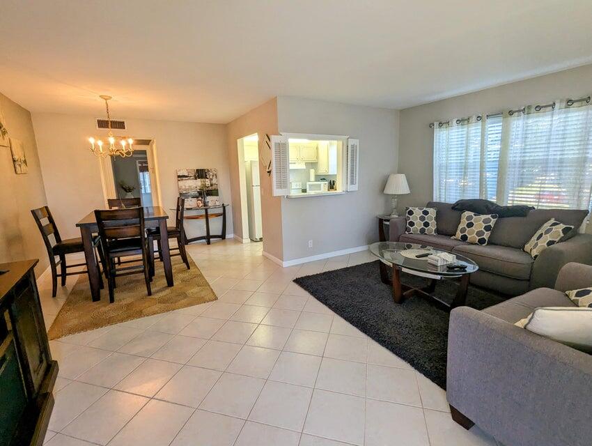 55+ Gated Resort Style Community. Corner unit! This 1 bedroom 1.5 bath condo is ready for you to enjoy! Fully furnished and turnkey with everything you need! New Kitchen Appliances, Tile Floors throughout. Enjoy relaxing on the balcony in this pristine condo. Century Village offers many swimming pools throughout the Village, the club house which features 1200 seat theater for shows and movies, tennis, bocce, pickle ball, indoor pool, sailing, courtesy transportation and so much more!. 55 and over community. Close to PBI airport, shopping, restaurants and Ocean Beaches.