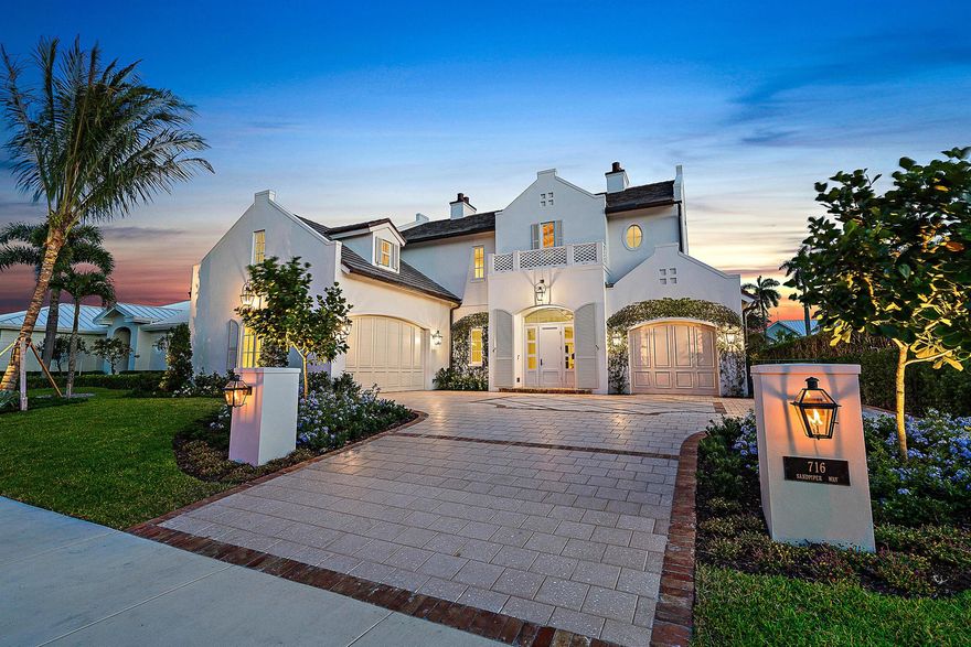 Presenting an unparalleled new waterfront residence on a 100' wide deepwater canal in the much sought after Village of North Palm Beach. Constructed by RJS Builders, ''The Cypress House'' offers timeless architecture and a flexible floor plan with 5 full bedrooms, an office and 6.5 baths.  Upon entering the foyer one is greeted with Limestone flooring, reeded glass doors to the office, a white oak staircase and soaring Pecky Cypress ceilings. With panoramic water views the first floor living area has white oak flooring, a large living room with Pecky Cypress beamed ceilings, fireplace, a dining room and a Chef's kitchen featuring custom cabinets by Palm Beach Cabinetry, a massive center island with Barbados marble counter tops, Thermador appliances including ... (See Supplement)