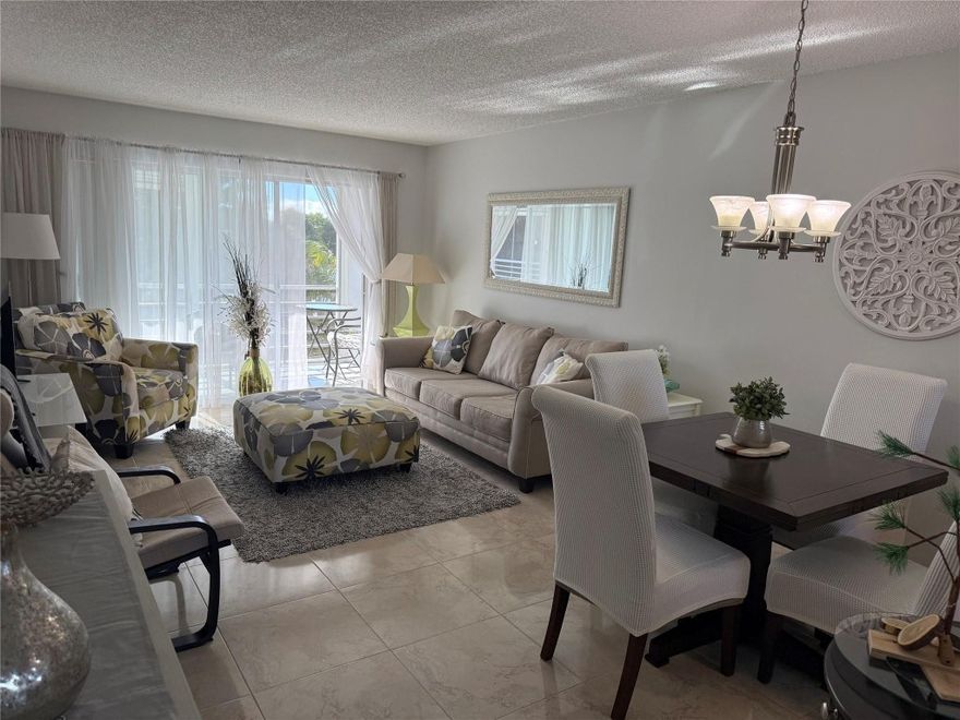 Very beautiful one bedroom, one bath in sunrise Lakes phase III very nice adult community included free golf. Unit is totally remodeled and come furnish, turnkey. Enjoy the nice view of the lake and fountain. Tiles through out, internet and TV included in the HOA. Building in good condition, inspection done, new roof and elevator. Located very close to the main clubhouse with a gym, inside pool, billiard and card room, big room for shows.Lot of activity: pickleball, shuffleboard, Petanque, bingo every Monday and more.