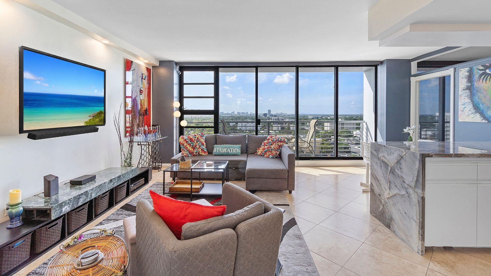 Spectacular Corner Unit, 15th Floor, Floor to Ceiling Windows & Doors! Located Directly on Hollywood Circle-Minutes From Beach, Margaritaville, & The Iconic Boardwalk. Building is completely remodeled and has FULL RESERVES & HAS PASSED 50 yr Inspection!! Open parking + paid options nearby. Garage Under Construction on the East Side of the Building with Future Skywalk Connecting to the Building. Unit Features Custom Blinds Incl. Black Out Blinds, and LED Lighting Throughout! Walk To Shops, Dining, and Entertainment. Free Local Shuttles Avail. Perfect For Investors, Snowbirds, or Anyone Seeking to Live in the Hollywood Urban/Beach Life!