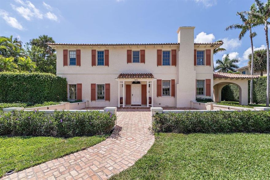 Step into this immaculate property formerly owned by the late Editor-in-Chief of Architectural Digest, Paige Rense Noland. Located in the premiere SoSo neighborhood of West Palm Beach, a winding cobblestone walkway will introduce you to the 12,637 square foot Eden, flanked by sprawling palm trees. Custom-designed Mediterranean finishes adorn the interior and exterior, including hand-painted Portuguese tile and an elegant entry hall foyer with towering ceilings. Follow the manicured landscaping to the privately placed swimming pool. A chef's kitchen and private courtyards make this a hostess' dream, including a large guest suite in the back for those staying overnight. Choose from one of two master bedrooms to wake up in this grand estate.