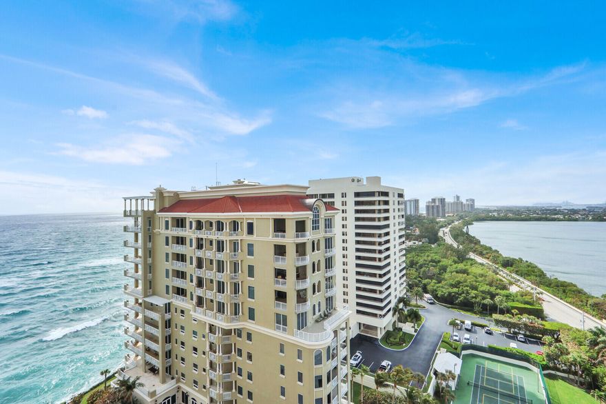 Perched on the 18th floor of Eastpointe I on Singer Island, this desirable A-stack residence offers sweeping views of both the Atlantic Ocean and Intracoastal Waterway, creating a stunning backdrop from sunrise to sunset. This spacious 2-bedroom, 2-bath condo features an open living and dining area filled with natural light, floor-to-ceiling sliding glass doors, and two private balconies perfect for enjoying coastal breezes and panoramic water views. The residence has been upgraded with all-new impact windows and sliding glass doors, providing peace of mind and enhanced comfort. Eastpointe I is a full-service oceanfront building offering a 24-hour staffed lobby, resort-style pool and spa, fitness center, tennis courts, garage parking, and private beach access.