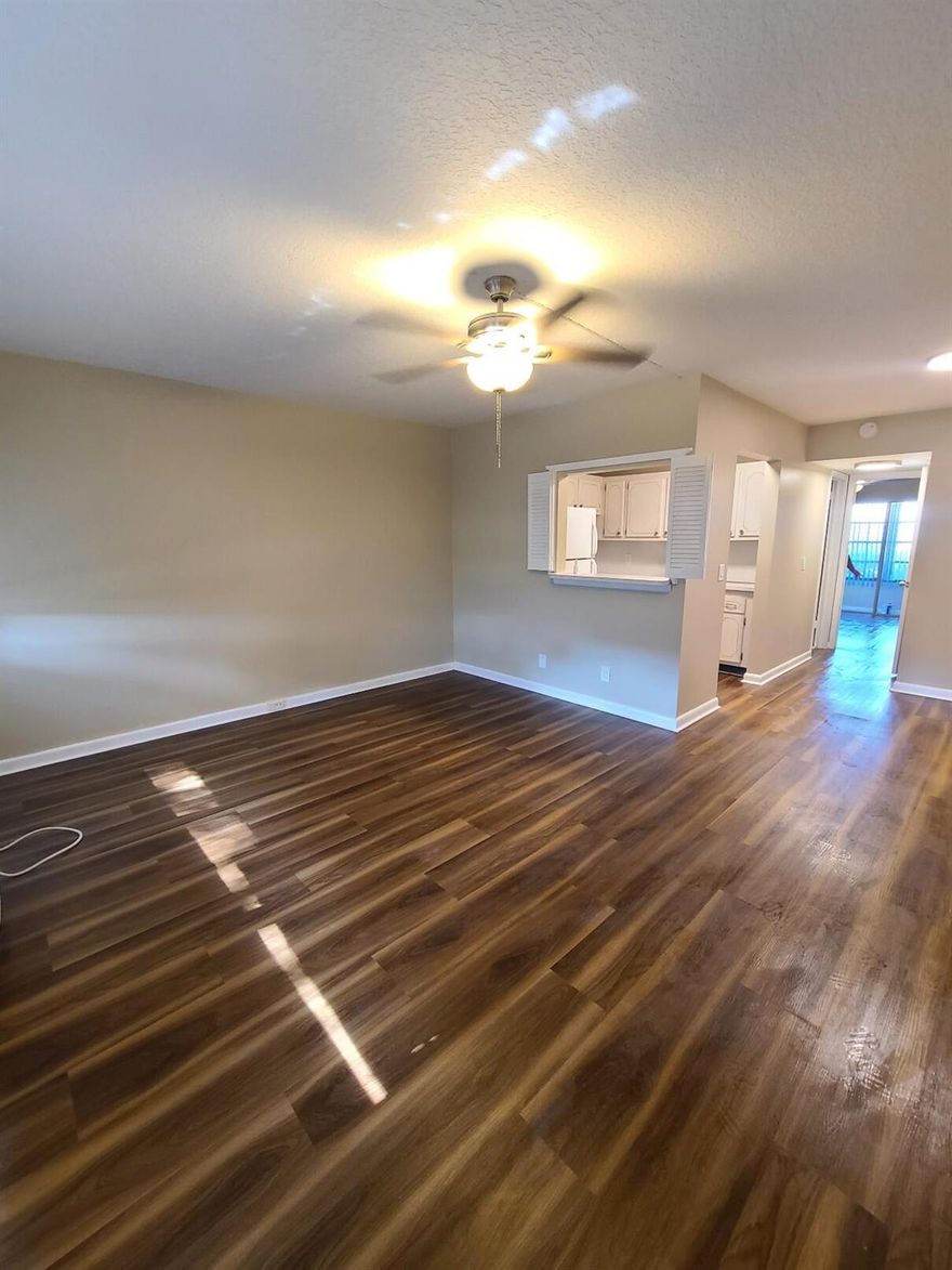 1 Bed 1 Bath 1st Floor unit in desirable 55+ community Century Village! Brand new laminate flooring throughout! Parking spot located directly from the back door of this unit. Community pool conveniently close in the Kent section. New accordion shutters for hurricane protection. Century Village West Palm Beach is an age restricted (+55 yrs) active adult community with 24-hour security and manned gated entrances. Century Village is situated on 29 acres just East of Florida's Turnpike with its two secure gates, one located on Okeechobee Blvd. and East Drive, and another on Haverhill Road and Century Blvd. FIRST MONTH'S RENT AND A SECURITY DEPOSIT EQUAL TO ONE MONTH'S RENT - NO LAST MONTH REQUIRED. TOTAL TO MOVE IN: 2 MONTHS' RENT