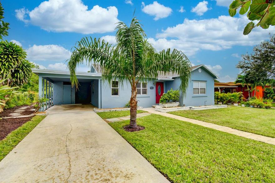 Light, bright and full of charm 3 bedroom, 2 bath single family home with carport situated on an oversized lot just waiting for your personal touches and creative backyard landscaping ideas in the city of Lake Worth. This desirable split floor plan home endowed with colorful curb appeal offers countless updates to include a new roof, vinyl plank wood design flooring, paint and trim work, front yard irrigation system, water heater, air conditioner, windows and doors and so much more. Friendly neighborhood with no HOA very close to downtown Lake Worth, PBI Airport, I95, malls, shopping and restaurants and is a short walking distance to Sunset Ridge Park to enjoy tennis, basketball courts and soccer field. A must see!
