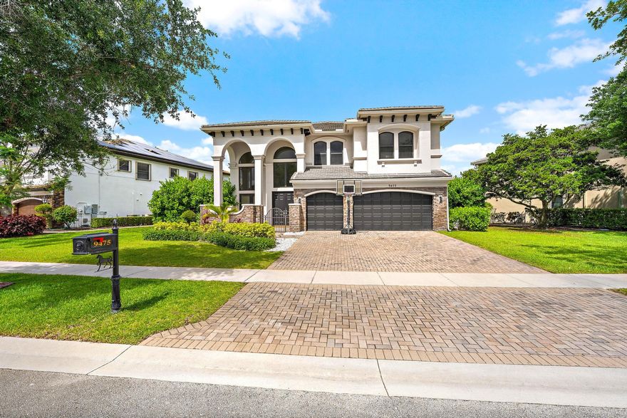Beautifully remodeled 5-bedroom plus office which can be converted back into a 6th bedroom, 5-bath estate in the prestigious community of Equus. This impressive home features polished porcelain flooring throughout, a renovated chef's kitchen with separate refrigerator and freezer, double dishwashers, natural gas range, and high-end finishes. Imported Italian doors, designer lighting, extra ceiling lighting, and a modern glass-railed split staircase add style and sophistication throughout the interior. Recently repainted outside and surrounded by lush tropical landscaping, the home sits on an oversized pie-shaped lot overlooking a sparkling lake. A rare opportunity to own a turnkey lakefront home in one of Equus's most sought-after communities.