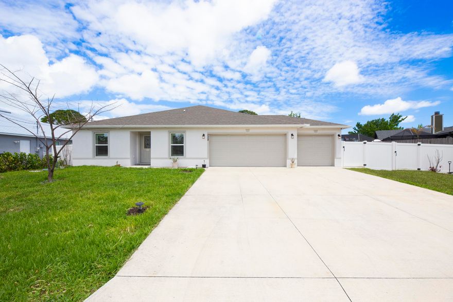 Beautifully maintained 4BR + den home in the heart of Port St. Lucie! This spacious layout features abundant natural light and a functional floor plan ideal for everyday living and entertaining. Tile throughout main living areas and vinyl flooring in the owner's suite. Kitchen has been updated with granite countertops and tiled backsplash, offering ample cabinetry and seamless flow into the main living space. Enjoy the cozy electric fireplace and a generously sized backyard with room for gatherings, pets, or future additions. Roof 2022, A/C and water heater recently updated. Conveniently located near shopping, dining, schools, and major highways schedule your showing today!
