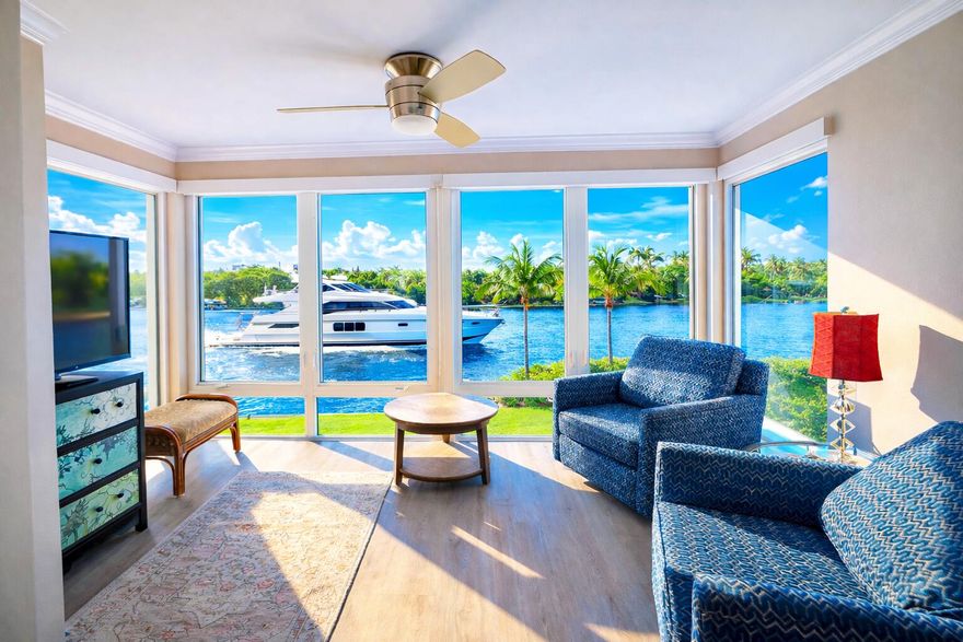 Spectacular Direct Intracoastal & Golf Course Views Seasonal Six-Month & Day Rental! Third-Floor Corner Condo with Breathtaking Intracoastal Views Step into refined coastal living with this elegantly renovated, fully furnished 2-bedroom, 2-bath third-floor corner residence, offering direct, unobstructed views of the Intracoastal Waterway. Situated in the highly desirable Colonial Club, this spectacular seasonal rental invites you to experience South Florida at its finest Every detail has been thoughtfully reimagined from the brand-new luxury vinyl flooring to the gourmet kitchen, featuring sleek white granite countertops, modern cabinetry, premium stainless-steel appliances, and a stylish pot filler faucet for the culinary enthusiast. Both bathrooms have been completely transformed, showcasing chic tilework, contemporary finishes, and spa-inspired showers. A new washer and dryer add everyday convenience to your seasonal retreat.  Designed for both relaxation and social connection, this condo is part of a resort-style Intracoastal community, featuring a newly updated saltwater heated pool (currently undergoing renovations with new pavers and pool redone) and a clubhouse perfect for hosting or unwinding. Dine al fresco at the BBQ area, just steps from your door, or take a morning stroll along the 1,500-foot-long seawall walkway, ideal for peaceful walks or casting a fishing line as the sun rises over the water.  Enjoy a hassle-free lifestyle with included Bluestream Fiber TV, Wi-Fi, and water, all bundled into your rental. This residence combines luxury with convenience just minutes from Delray Beach's award-winning beaches, upscale boutiques, galleries, and renowned dining destinations in vibrant downtown Delray Beach. Even travel is effortless with PBI Airport only 15 minutes away.  Whether you're seeking relaxation, recreation, or both, Colonial Club offers a community-driven lifestyle within a serene waterfront setting.