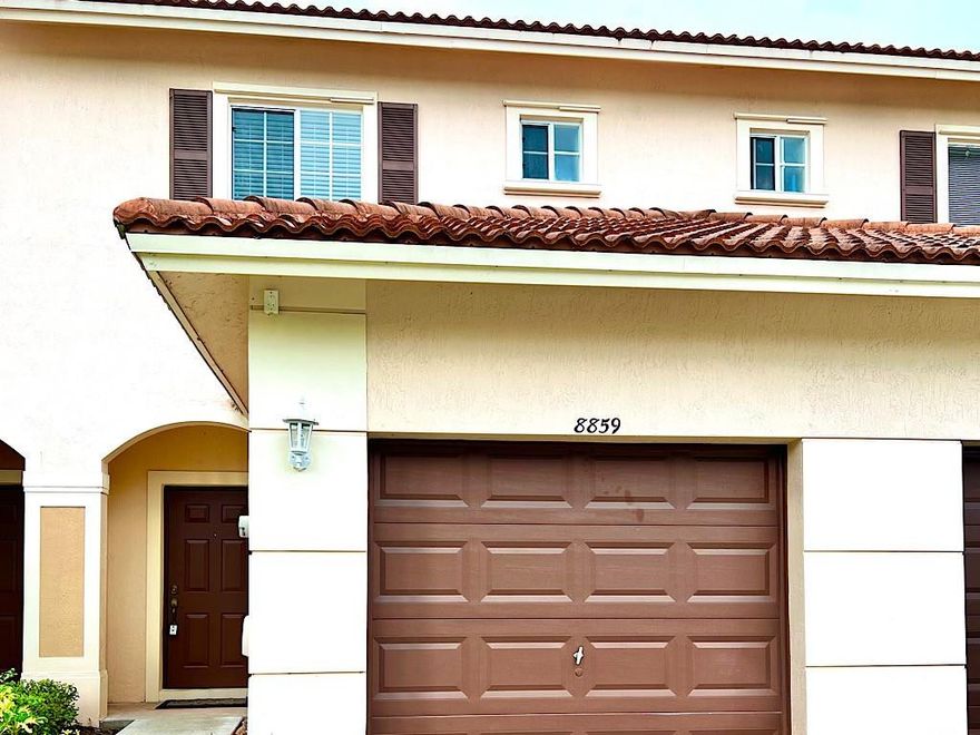 Gorgeous, well kept 3 bedroom,  2.5 bathroom townhouse with a one car garage in the much sought after area of Tamarac in central west Broward county. Tile downstairs, wood stairs and landing upstairs, carpeted bedrooms. Large master bedroom with updated master bathroom plus two closets; one a walk in closet; a Jack and Jill bathroom between the second and third bedrooms. Great size living, dining and family area with beautiful plantation shutters gives you the perfect view to your fenced backyard oasis with palm trees. Community pool and close proximity to many amenities and highways-Sawgrass Express and Florida Turnpike. Good credit history and  stable income.