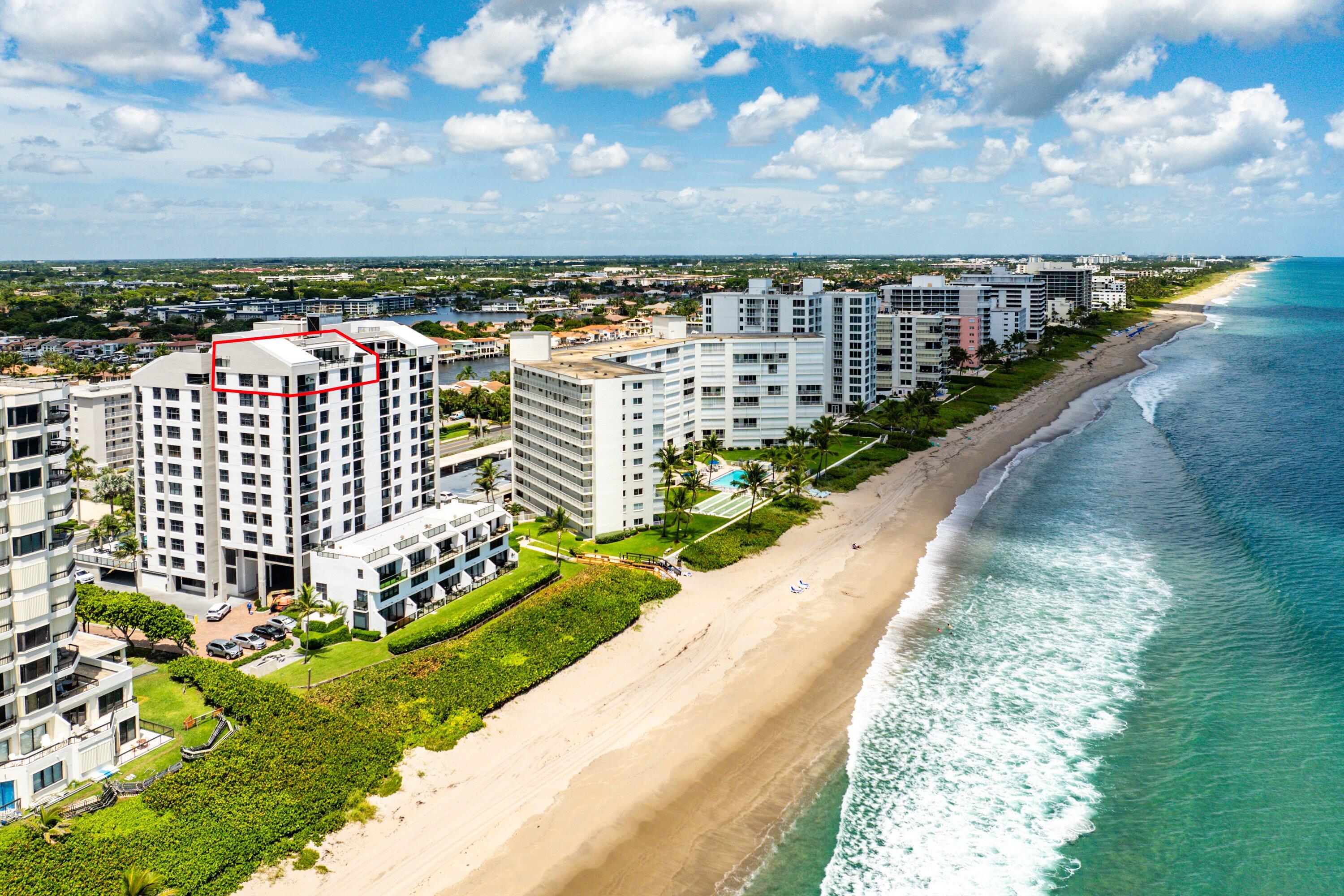 Experience the ultimate in oceanfront living in this extraordinary two-story penthouse in Highland Beach with panoramic ocean views from every main room. Spanning 3,288 sq ft, this 3-bedroom residence features soaring ceilings, an open loft, four terraces, and a semi-private elevator. Enjoy seamless indoor-outdoor living with an expansive 400+ sq ft oceanfront terrace with breathtaking views, plus three additional terraces. Impact glass throughout. Luxury amenities in this pet-friendly condo include an attended lobby, fitness center, pool, and two garage spaces. A rare opportunity to own a one-of-a-kind penthouse offering scale, privacy, and breathtaking views in one of South Florida's most coveted beachfront communities. **SIRS completed; special assessments paid by seller! Rentals ok!