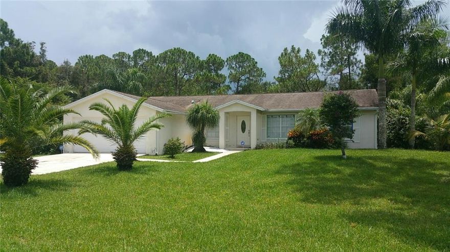 A FANTASTIC SINGLE FAMILY HOME ON 1,5  ACRE. 3  BEDROOMS.2 BATHS, WITH A 2  CAR GARAGE.  LARGE KITCHEN WITH A ISLAND , LARGE PANTRY, AND LOTS OF STORAGE, ELECTRIC  STOVE TOP, LIVING  ROOM, DINING ROOM, MASTER BEDROOM WITH 1 WALK-IN CLOSETS, LINEN CLOSET, ALL FRESHLY PAINTED INSIDE AND OUTSIDE TO BE PAINTED. NEWLY REMODEDLED SECOND BATHROOM, TILE THROUGOUT, CARPET AND  WOOD IN BED ROOMS, CROWN MOLDING , BLINDS . ALARM SYSTEM, SMALL SHED IN BACK, FULL SIZE WASHER AND DRYER. LAWN CARE INCLUDED. GREAT SCHOOLS!