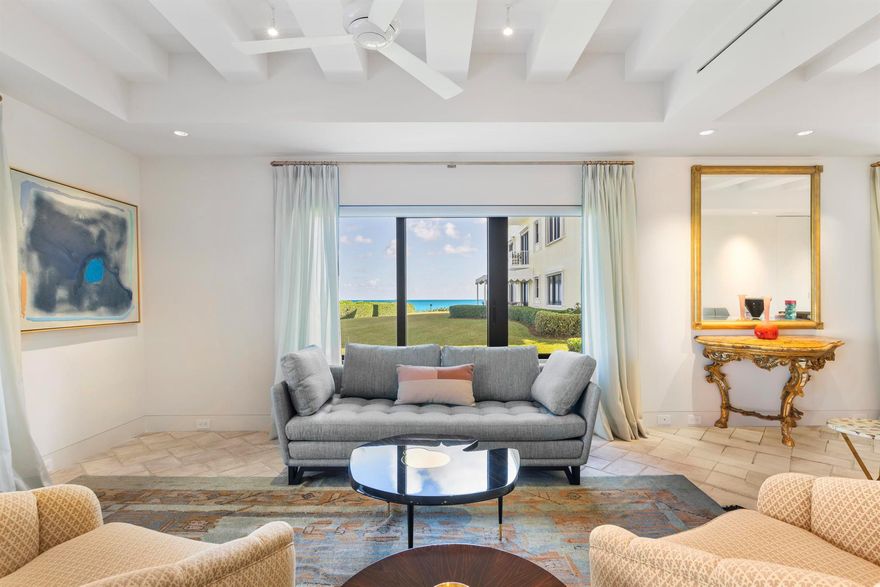 With water views of the Atlantic Ocean and steps to the sand, this elegant 3-bedroom, 3-bath residence embraces the luxury coastal lifestyle.  Enjoy stunning sunrises, morning coffee and alfresco meals from your covered terraces.  Internationally renowned San Francisco design firm ODADA and Keating Moore accomplished a full redesign of this residence in a sophisticated and modern style with a focus on effortless luxury.  Looking for a turnkey residence in Lost Tree Village?  This home is also available furnished with bench made and period case goods, custom upholstery and window treatments, and fabrics from Rogers & Goffigon, Fortuny and others.  Ready for immediate occupancy.