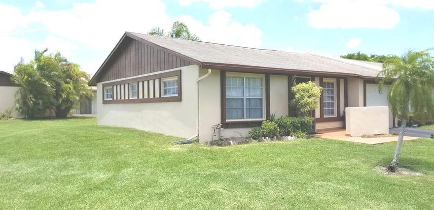 Located right next to the clubhouse and pool, this rare opportunity at a corner unit will not last long. This open floor plan unit features a large screened in patio for dining and grilling, 2 massive bedrooms, an eat in kitchen, one car garage with laundry area, and much more. Large clean tiles throughout and two full bathrooms with each bedroom. The natural light brightens this unit up at all times of the day, but there is no direct sun allowing the place to remain cool year round.