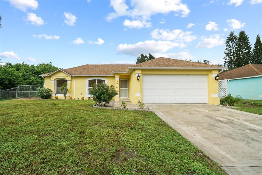 Beautiful Pool Home in Port St Lucie! Lawn & Pool service is included in monthly rent. Large side concrete pad perfect for your Boat! Granite Counter Tops, Beautiful New Vinyl Floors in Bedrooms.  Master Bedroom have a walk in closet. Home is getting Hurricane Windows & French Doors Installed within the next few months! Really nice Split Plan Floor Plan. Great outdoor grill.
Shed and Fence yard on a canal.