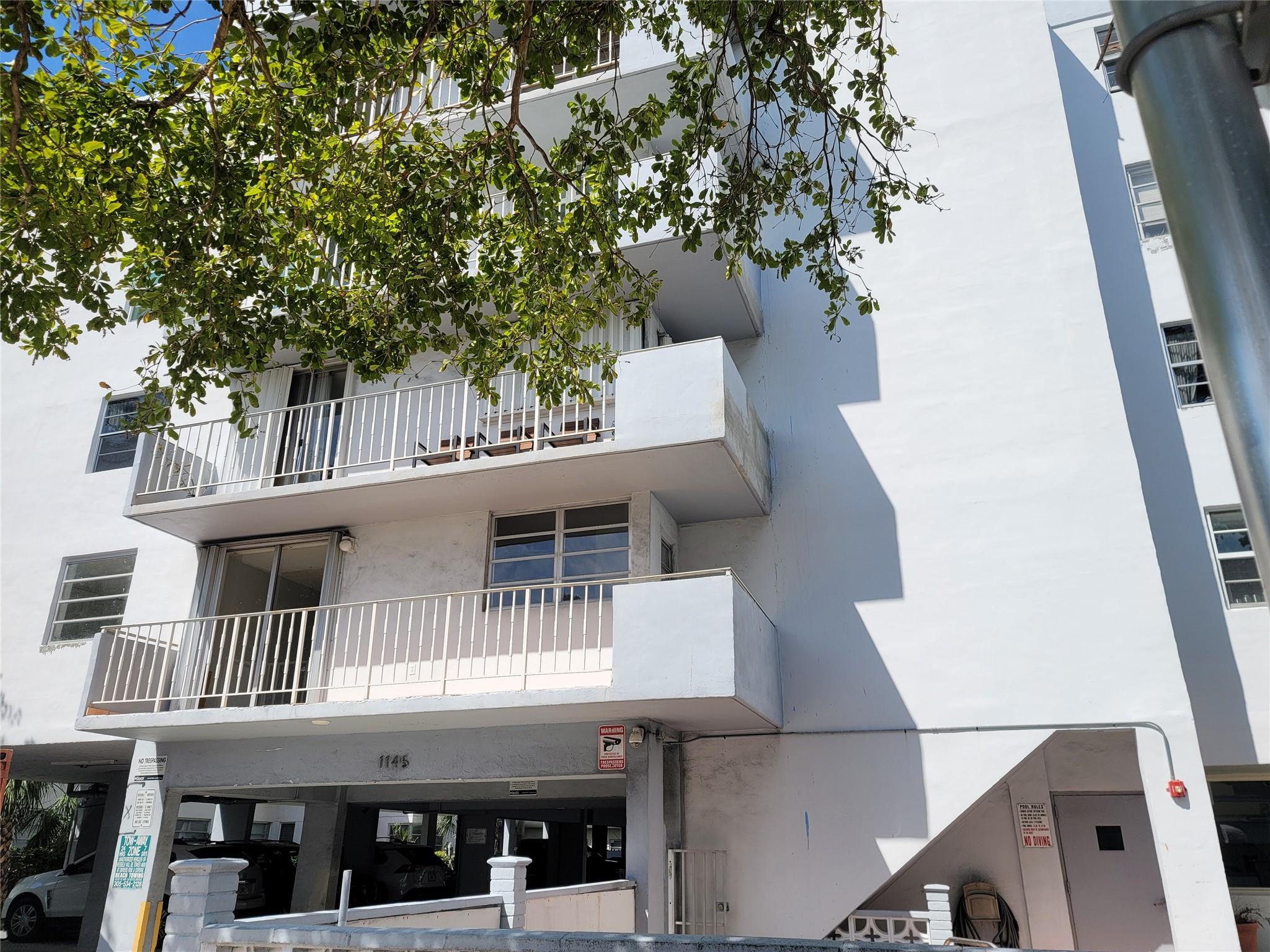 Bright, 2nd floor apt. with long balcony overlooking the pool. Free trolley, to beach, parks, stores, restaurants within short walking distance. Community washer/dryer, near Normandy Isle Park and Pool (kid's water park). One assigned, covered parking spot. Just painted. Blocks from the beach. Background & condo interview required. Call for appointment.
