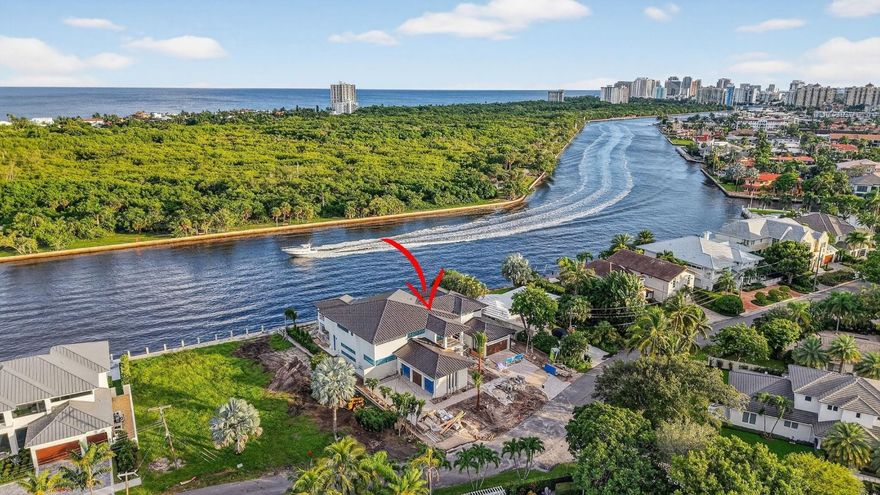 Located on one of the finest direct intracoastal Isles overlooking Birch State Park! Perfectly positioned, almost 16,000 sf property & 100ft of water frontage. Spectacular wide open intracoastal views mesmerize from virtually every room of superior collaboration Architect Bob Tuthill/custom builder JL LaVallee/designer Alex Thies. Almost 2,300 sf covered outdoor living areas & balconies perfectly blend exceptional floorplan, separate private guest house, 5 air conditioned garage bays + large gated motor court. Custom amenities: Lutron technology, Lennox air conditioners, ultimate chef's kitchen & pantry, SubZero/Wolf appliances, wine room, expansive living areas, mudroom, private primary suite, spa style bath, walk-in closets, home office & balcony, upstairs club/media/game room. CO 12/25. - Residence is surrounded by multiple outdoor entertaining areas (2,232 ssf of covered outdoor living areas) comprising rear terraces & expansive covered balconies for the second level family room, primary suite and bedroom suites 2 and 3.- 5 air conditioned garages, 3 in main residence & 2 incorporated into the guest house with gated motor court, great for privacy, security or children's play area. Two separate, dedicated driveways.- Private guest house is separated by the picturesque breeze way adding to the island and coastal modern ambiance of this exceptional residence.- Heated salt water pool with beach ledge (extending 21 ft wide) and 8x6 ft spa.- Covered rear terrace adjoins the dining and living areas, complete with hidden rolldown hurricane screens & drop down TV.- Separate dedicated home office (not included in the bedrooms) also features a private balcony.