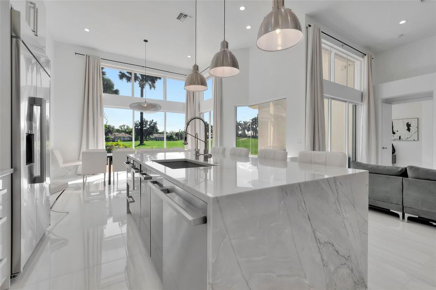 Woodfield Country Club,totally renovated, fully furnished, spectacular golf course views!! Social Membership. Annual Rental. 1-story Private office or 4th bedroom, quartzite countertops, gas stove, backyard fence added since photos, views of the golf green on the 10th hole, southern exposure, sunset views. dining table for 12, dishes, glassware included,  bar, 3 king beds, flat screen tvs, Enjoy tennis, pickleball,nail and hair salon, spa, 5 restaurants, gym, limited golf!, golf lessons available, waterpark, kid's corner, clubhouse, outdoor living space, Near beaches, famous Atlantic Ave, Boca Town Center Mall, Mizner Park, Babysitting, Happy Hours, Sports Bars and more! Fenced yard. Dogs may be considered.