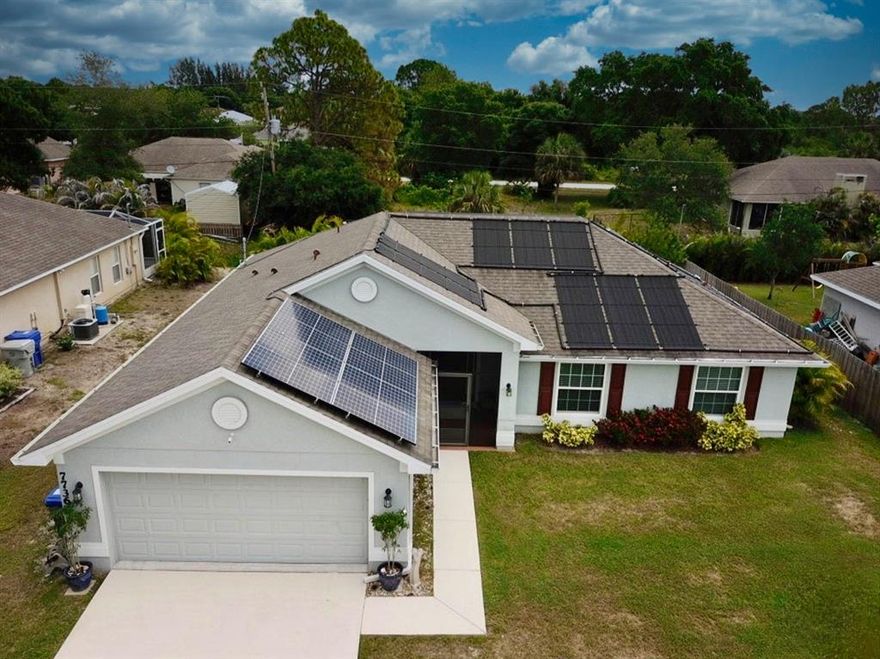 Rare Gem!!! 2016 CBS 4Bed 2Bath 2Car Garage Home with Private Screened & Heated (Solar & Electric) Salt System Pool with Hot Tub and Huge Brick Paver Decking. Split Floor Plan. Screened Entry, Foyer, Kitchen with Breakfast Bar, Dining, Living & Inside Laundry Rooms. Solar Energy $$ System for Home, Double Pane Insulated Windows, Split AC in Garage, Security Cameras, All Appliances (RAN, REF, DIS, DW, MIC w/Convention, WAS & DRY), Pantry, Lights, Ceiling Fans, Blinds, Hurricane Shutters, Garage Door Opener w/Remotes, Tube in Wall Pest Defense System, Fruit Trees & More... Close to Trans-Florida Rail Trail for Walking/Jogging & Biking, North County Aquatics Center and short Drive to I-95, Intracoastal Indian River, Local Beaches, Schools, Shopping, Dining & Medical. Hurry, Don't Wait...