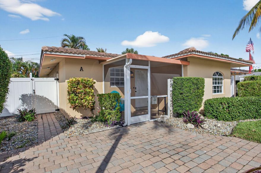 One bedroom, one bathroom unit in a quiet triplex with its own driveway, screened front entry, and a semi-private backyard shared with the other two units. Unit A comes fully furnished, including small appliances and kitchen essentials, and features a full-size stackable washer and dryer located in the walk-in closet. The interior is clean, updated, and ready for immediate move-in. You are a short walk to the Intracoastal and Marine Drive Park to watch the boats pass, and just as close to Pompano Beach with public access at North Ocean Park. You can also walk or bike to the Pompano Beach Pier, dining, coffee shops, and the growing downtown area along Atlantic Blvd. Annual leases preferred, and this unit is available for move in ASAP. Close proximity to Publix and Whole Foods as well!