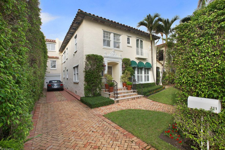 This in-town landmarked seaside retreat is located just 3 lots from the Atlantic ocean on one of the best streets in Palm Beach! This well appointed home has Pecky cypress accents, a gas fireplace, gleaming Dade pine wood floors, ample windows, high ceilings and a gracious flow which creates a warm and inviting feel.
French doors off of the kitchen open up to a covered lanai which overlooks the tropical pool and patio area that is just perfect for entertaining guests.
The sound of waves crashing can be heard from the spacious second floor Master bedroom complete with walk-in closet, Travertine bathroom and sitting area. Some other features of this special home include an office/den/7th bedroom, cabana/fitness room with full bath, a rare unfinished basement, alley access (See Supplement). 2-car garage with Chicago brick driveway and deeded beach access.
111 Seabreeze avenue is an unbeatable location and only minutes from everything Palm Beach has to offer including world-class shopping on Worth Avenue, award winning restaurants, private clubs, art galleries, golf courses and The Breakers Resort. Convenient to 1-95 and Palm Beach International airport.