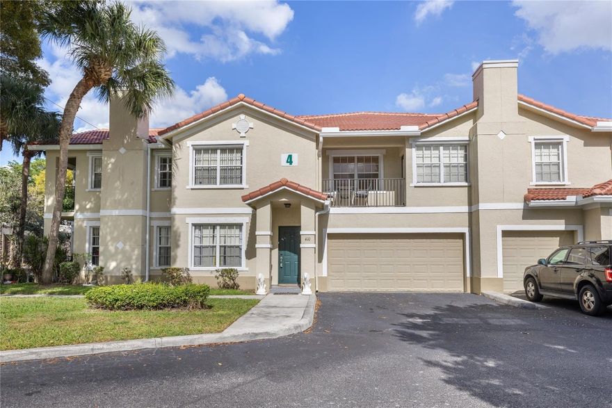 An Amazing Opportunity to own this 2 Bedroom, 2 Bathroom condo with an Attached 2 Car Garage in a highly desirable luxury gated community. This well-maintained unit features a split bedroom floor plan, laundry room with full-size washer/dryer, 2 private balconies, and upstairs' privacy. Display your culinary skills in the updated kitchen with stainless steel appliances and granite countertops. Enjoy resort-style living with access to top-tier amenities including a swimming pool, fitness center, tennis courts, scenic lakes, clubhouse, and security. Association dues includes water, valet trash removal, building insurance, roof, and use of all community amenities. Convenient location with easy access to shopping, dining, bus routes, and major highways. Association requires 650+ credit.