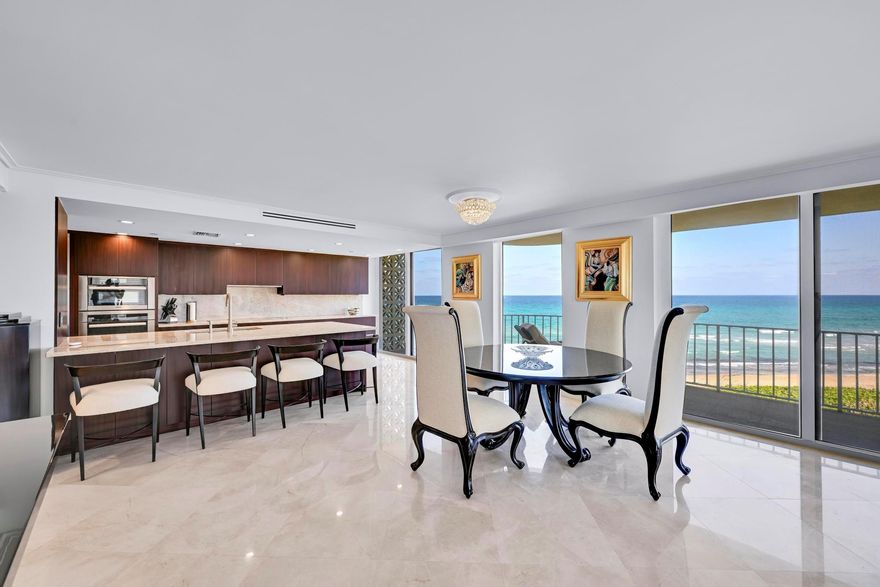 SUNRISE/ SUNSET from this Rare exquisitely renovated DIRECT OCEAN 3 bedroom, 2.5 bath Ocean and/or  Intracoastal Views from all rooms plus oversized wide wraparound balcony with Access from all rooms.  Finest Materials used in SPECTACULAR KITCHEN with top line appliances, Magnificent Onyx Master Bath,  custom woodwork closets with islands, etc.  No expense spared. New Resort Style Pool.  Tennis and Pickleball.  Amazing Fitness.  Beautiful Beach with direct access.  24/7 doorman.  Great location near everything..shopping, restaurants, golf.