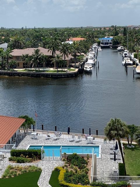 Fabulous Intracoastal and Ocean views from this spectacular 2/2 condo located in prestigious Highland Beach! Furnished with complete access to your own private beach, clubhouse, pool and private dock. Situated on the top floor this lovely condo has two large master bedrooms with en suite bathrooms. Updated kitchen with stainless steel appliances, granite countertops, both baths and flooring also updated. Complete hurricane protection with impact windows & accordion shutters. Nice view of the ocean from the kitchen window and stunning views of the Intracoastal waterway from the living room, master and large balcony. The building has a large pool and pool house with shuffleboard and large greenbelt area. This location is a terrific opportunity to enjoy Florida Living at its best!