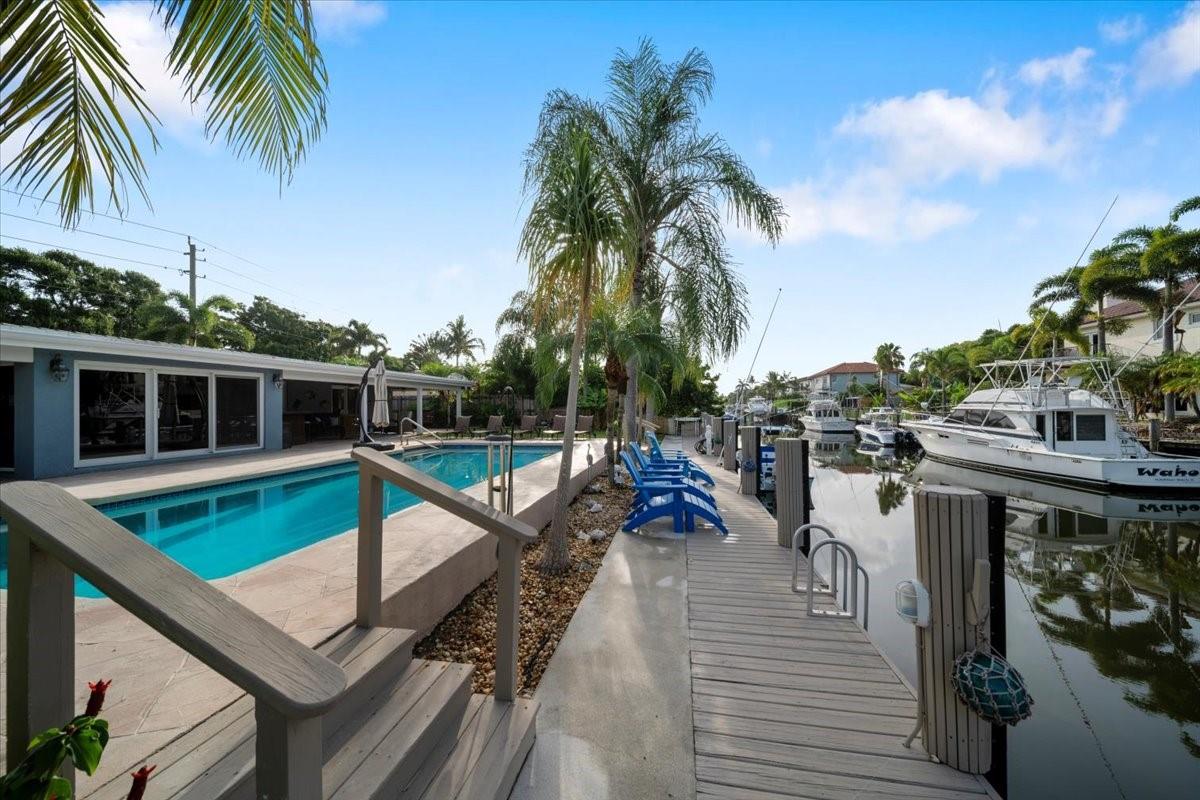 A true retreat for boaters and fishermen, this Lighthouse Point home offers wide canal views, generous dock space, and **no fixed bridges**. Spend your days on the water, then come home to a backyard built for unwinding: a sparkling oversized pool, covered entertaining areas, and a bar ready for sunset cocktails. Inside, impact windows fill the home with natural light, while a whole-house generator keeps things comfortable year-round. With two bedrooms plus an office, the sprawling primary suite that could easily convert into a third bedroom, this home offers flexibility, style, and the freedom to live life on the water, exactly how you’ve always imagined. Every moment here feels like vacation.