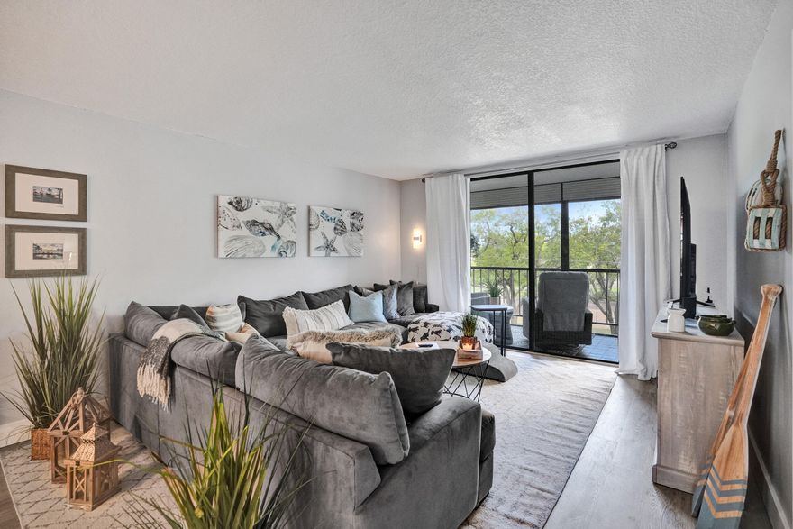 Experience refined living in this impeccably maintained 2-bedroom, 2-bath residence within the prestigious Deer Creek Country Club. Designed for comfort and style, the home features a spacious open layout with elegant neutral tile throughout the main living areas and a seamless indoor-outdoor flow. The eat-in kitchen is bright and well-appointed with crisp white cabinetry and a newer appliances. Unwind on your private screened terrace overlooking lush, manicured golf course vistas—an ideal setting for morning coffee or sunset relaxation. Additional features include an in-unit washer and dryer, storm protection, and hurricane shutters. Residents enjoy a secured lobby, resort-style heated pool, sauna, fitness center, and tennis. No mandatory membership required.