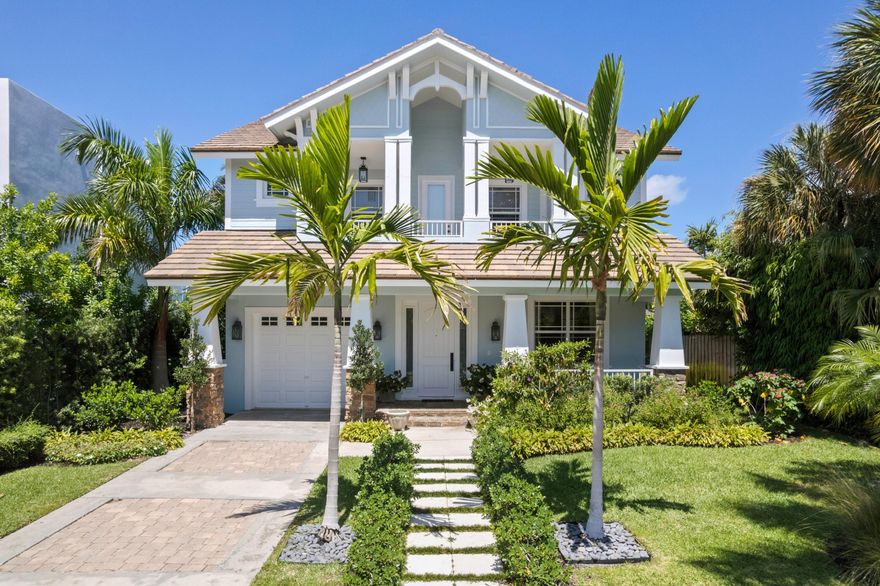 Located in the coveted SoSo neighborhood of West Palm Beach, east of Olive on the Intracoastal block, this immaculately maintained, beautiful 4-bedroom, 4-bathroom residence offers the perfect blend of elegance, comfort, and coastal living. Spanning a generous layout, the home features bright, sun-filled interiors, spacious family rooms on each level, and exceptional craftsmanship throughout, including custom woodwork and extensive built-out closets providing abundant storage. The newly renovated kitchen is thoughtfully designed with modern finishes, ideal for both everyday living and entertaining. Outdoor living is just as impressive, with multiple balconies and inviting patio spaces surrounded by lush, mature landscaping—creating a private oasis perfect for relaxing or hosting guests.