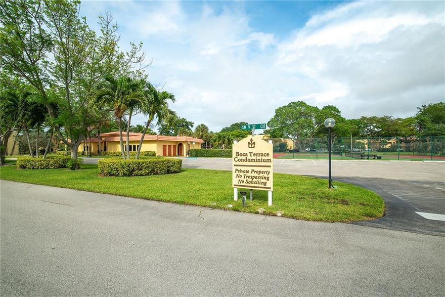 Welcome Home! Remodeled 2 bedroom, 2 bath first floor condo in Boca Terrace, conveniently located in the eastern section of Boca Raton, between Military Trail and 95, across from Sugar Sand Park, Close proximity to downtown and in the middle of everything South Florida has to offer. (restaurants, shopping and entertainment, houses of worship) Highest Rated School Distract, Open Floor Plan leads out to Lake View and beyond. Completely remodeled and re-designed kitchen plus updated bathrooms. New appliances throughout including full sized washer/dryer. Screened patio with scenic water/fountain view. Community offers a clubhouse, 2 pools, tennis courts, car wash area, basketball and barbecue/grilling station.