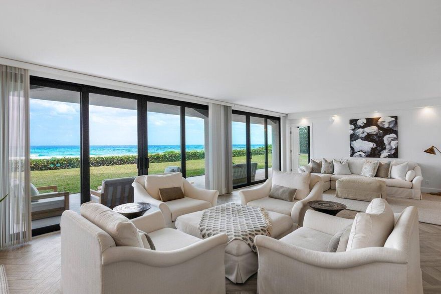 Welcome to beachfront luxury at this exquisite 2-bedroom, 2.5-bath condo located at Beach Point in Palm Beach. Totally renovated with precise attention to detail, the residence features a modern and sleek design featuring new bathrooms, expansive walk-in closets and an open kitchen. Other features include an expansive 880 sq ft wrap-around covered terrace overlooking the Atlantic Ocean and hurricane resistant impact glass doors. Beach Point is a pet friendly, A+ luxury condo building offering 24-hour service, on-site management, fitness rooms, 3 Har-tru tennis courts, a pool with a hot tub, and private beach access. Conveniently located near Four Seasons Resort, Palm Beach Par 3 Golf Course, restaurants, and upscale shopping on Worth Avenue.