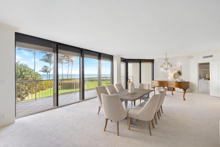 Sought-after, spacious 3BR plus den with expansive ocean views and private elevator entry is now available. With a sensible, free flowing floorplan, high ceilings and neutral palette, it has well-proportioned rooms, an amazing primary suite with generous closet space, two large terraces, an eat-in kitchen and multiple rooms capturing the breathtaking views of the Atlantic. Includes poolside cabana. All NEW hurricane impact sliding doors. Full-amenity building offering 24-hour security and manager, fabulous gym, and oversized pool, this prestigious Boutique condo has only 30 units. Ready for your personalization!