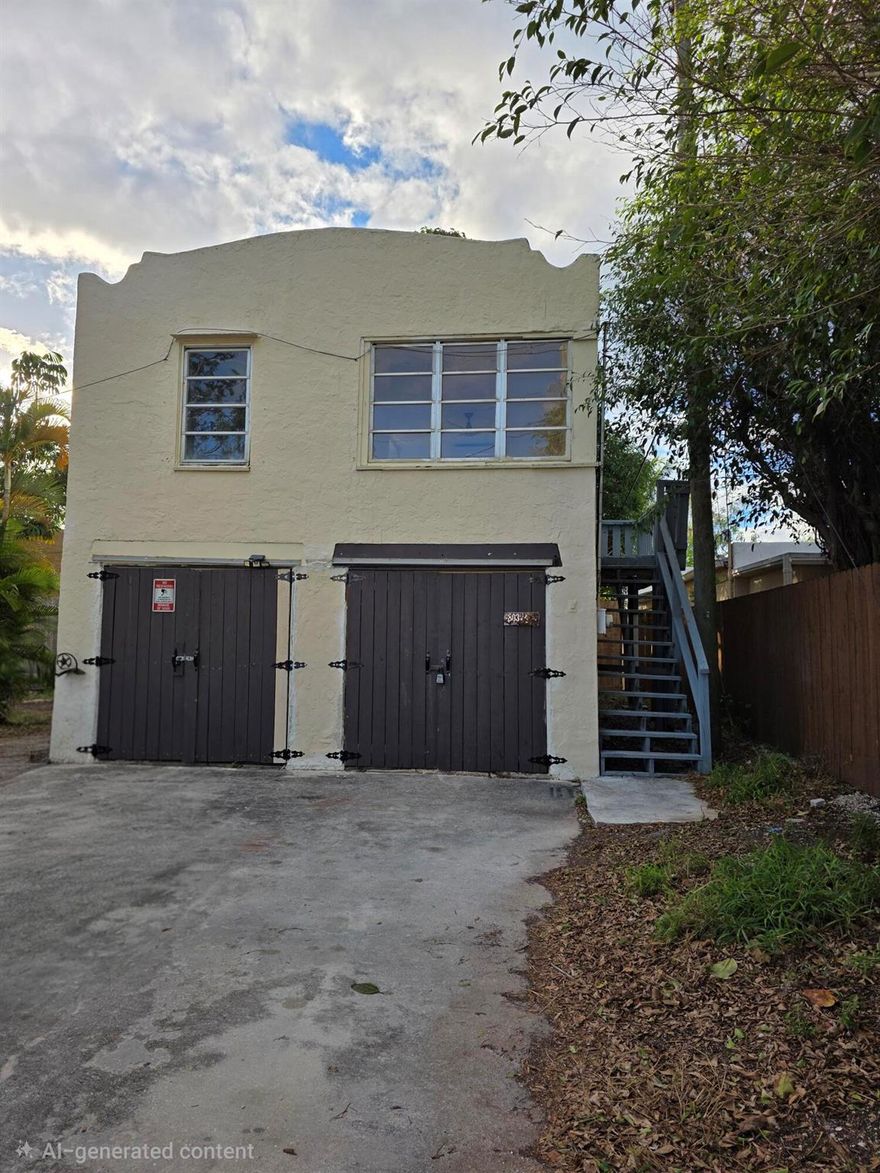 Brand new shower with shower door and tile floor. Saltillo tile throughout the Carriage House. New Split AC system in Bedroom. Another newer Split AC system in the Living Rm. Newer Washer and Dryer and large garage and storage. Water is included. Driveway parking on the right side. New windows to be installed in the bedroom and 1 in the living room facing Lake Ave.  All measurements are approx. and the tenant should measure themselves.