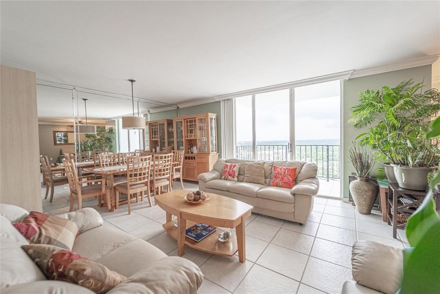 This is a fantastic priced unit located on the 24th floor.  It was originally a 2/2 but was converted to a 1 bedroom with 2 full baths.  It can be easily converted back to a 2/2.  You are getting 2 bedrooms for the price of 1.  What a great deal for the new homeowner!  Building has completed its recertification with no assessments.  All plumbing, electrical, smoke detectors have been updated by the HOA.  Balcony faces the skyline of Aventura and surrounding cities including the Hardrock light show.  A beautiful sight at night while sitting on the balcony.  Unit includes: crown molding, stainless steel appliances, new refrigerator, plenty of amenities including pools, gym, tennis courts, etc.  This building is pet friendly.  Dock access with security at entrance and in the lobby. Plenty of amenities including heated pools, gyms, tennis courts, meeting space, BBQ area, storage and more.  This building is pet friendly.  24 hours concierge, security at entrance and in the lobby. Free shuttle to Aventura mall and surrounding retailers. Close to I95 and minutes to Collins Ave.  Internet & cable (xFinity) are included in HOA. No lease 1st year. Condo association requires 20% down payment.