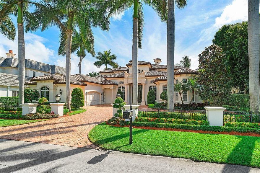 This stunning five-bedroom residence features gorgeous details such as marble flooring,architectural millwork, decorative ceiling treatments, and designer light fixtures. This magnificent golf course property includes expansive high ceilings, a first floor master suite and so much more. Location
Sabal Palm Drive, Boca Raton, Florida. Boca Raton's prestigious signature address, Royal Palm Yacht & Country Club offers guard-gated seclusion in a premier location across from the landmark Boca Raton Resort & Club and the Atlantic Ocean beach. Mizner Park's world-class shopping and dining are close at hand, and Boca Raton's private executive airport is only about a 15-minute drive.

Property
Nestled on the lush Royal Palm fairway, this magnificent custom-built Mediterranean estate has been lavishly upgraded in a comprehensive renovation. A herringbone-patterned Chicago brick motor court sweeps to the formal entrance and side-entry three-bay garage. Privacy hedges and elegant landscaping surround the heated pool and fountained waterfall spa on an expansive Turkish marble terrace equipped for outdoor entertaining with a cypress-ceilinged loggia, summer kitchen, and full cabana bath.

Residence
Equal emphasis is placed on comfort and style in this elegant residence totaling 7,256Â± square feet with five bedrooms and six and a-half baths. All windows and exterior doors are fitted with impact-rated glass. Systems include five-zone air conditioning with linear diffusers, two hot water heaters with recirculating pump, an integrated sound system, a central vacuum system, and a back-up generator that can power the entire house.

First Floor: Filigreed glass doors enter the soaring foyer with onyx-inlaid marble floor. The formal powder room has an onyx counter. Bringing in beautiful views of the pool and gardens, the two-story window-walled living room has a floor-to-ceiling cast stone fireplace as a dramatic focal point. The formal dining room sets a warmly elegant tone with silk wallcoverings and a hand-painted tray ceiling. The granite-topped wet bar and butler's pantry are convenient features for entertaining. Equipped to chef's standards, the large kitchen includes granite counters, a Sub-Zero refrigerator/freezer, six-burner Viking gas range with double ovens and griddle, dual dishwashers, and a Miele coffee system. Flowing openly off the kitchen, the family room is perfect for casual entertaining with its own wet bar and media center. Finished in rich hardwoods, the coffer-ceilinged office/library is fitted with built-in bookcases and cabinetry. Designed as a relaxing private sanctuary, the grand master suite features a bay-windowed sitting area, a separate exercise room, two custom-fitted wardrobe rooms, and an ultra-luxurious marble bath with a jetted tub, glass-enclosed multi-head shower, furniture-grade vanities, and two separate water closets. Another bedroom suite and a laundry/utility room complete the main level.

Second Floor: Three more bedroom suites all open through French doors to a balcony giving spectacular long-range views over the emerald fairways.