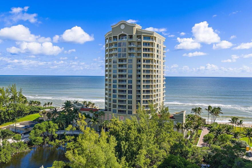 Enjoy the finest in Oceanfront living on Singer Island in this 8th floor unit in Ocean's Edge.  The Primary Suite, Great Room, Breakfast Room & Kitchen areas offer views to the ocean, while the two guest bedrooms and den/bedroom # 4 have wide water views of the Intracoastal Waterway.  All main areas and bedrooms were just freshly painted.  Building amenities included 24/7 manned and gated secuirty at the street, concierge in lobby, fitness center with saunra, pool with spa, community lounge, community theatre, under building parking with two spaces, and so much more.