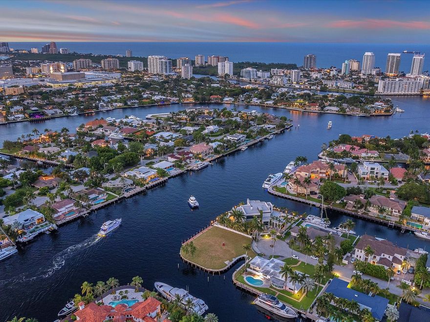 Discover one of Fort Lauderdale's LAST REMAINING POINT LOTS, featuring approximately 278 FEET OF WATERFRONTAGE and a canal width of over 110 feet! Perfect for boating enthusiasts, this property is just 10 MINUTES from the ocean inlet. Enjoy proximity to FORT LAUDERDALE-HOLLYWOOD INTERNATIONAL AIRPORT, world-class restaurants, vibrant nightlife, and upscale shopping. This RARE OPPORTUNITY offers breathtaking views and DIRECT WATER ACCESS on a lot of approximately 0.46 ACRES in the "VENICE OF AMERICA." Build your DREAM HOME on one of the most desired streets in the Las Olas Isles and embrace the ULTIMATE WATERFRONT LIFESTYLE in this EXCEPTIONAL piece of paradise!