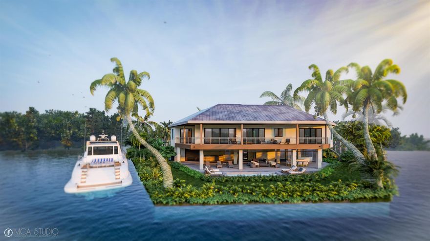 Breathtaking 2 story canal front custom home offering modern luxury and coastal charm. Situated on a spectacular canal point lot, this masterpiece boasts expansive window frame water views seamlessly merging the indoor-outdoor living throughout. The 2nd floor interior features: soaring ceiling in living spaces, an open concept chef's kitchen, 4 bedrooms, 5 bathrooms, oversized 1st floor family room, storage, laundry room and 2 car garage. Outside features:  private deep water boat dockage for multiple boats, infinity pool, out door kitchen and numerous seating areas which offer an idyllic backdrop for sunsets & gatherings. This residence epitomizes coastal living at its finest! Located within Old Bahama Bay resort on Grand Bahama Island.