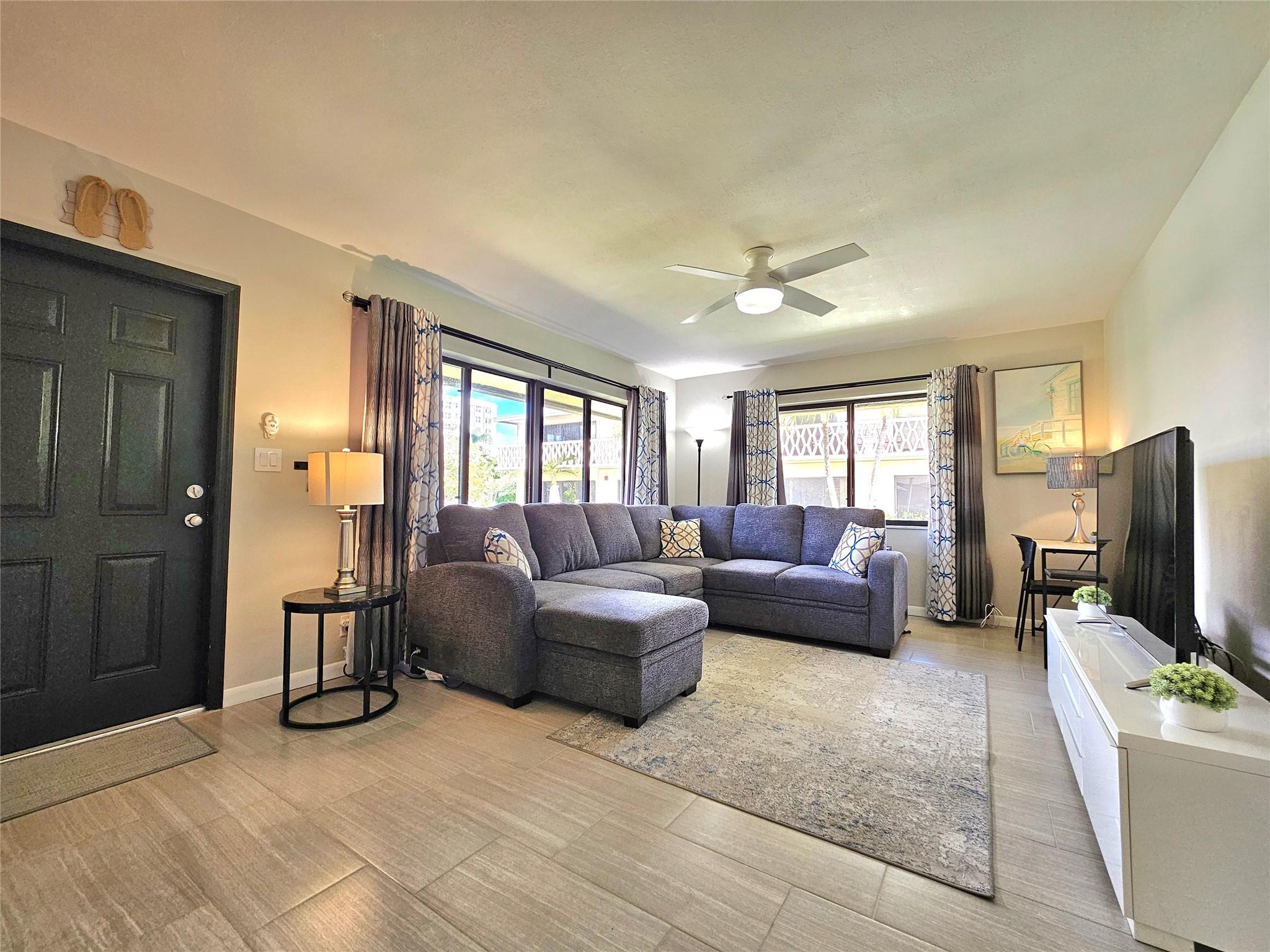 ONE BLOCK FROM THE BEACH!! THIS STUNNING, ONE BEDROOM CAN BE YOURS FROM NOVEMBER 1ST, 2025 TO DECEMBER 30TH 2025, OR CHOOSE ONE MONTH ONLY!! THIS OASIS IS NESTLED AWAY IN THE PRIVATE CONDO COMMUNITY OF ST. JAMES. BEAUTIFULY RENOVATED, FULLY FURNISHED. THIS CONDO IS READY FOR YOUR ARRIVAL! KITCHEN BOAST QUARTZ COUNTERTOPS, STAINLESS APPLIANCES WITH AMPLE AMOUNT OF SLEEK CABINETS AND PANTRY FOR YOUR NEEDS. REMODELED BATHROOM. BACKYARD PATIO. HEATED SALTWATER POOL IS STEPS FROM YOUR DOOR. LARGE LIVING/DINING AREA WITH LOTS OF NATURAL LIGHT. IMPACT WINDOWS AND DOORS. ELECTRICITY IS INCLUDED UP TO $100.00 A MONTH, ALONG WITH FREE BASIC CABLE, INTERNET, WATER/SEWER, WASTE, YARD MAINTENANCE AND ACCOUTREMENTS THROUGHOUT THE CONDO FOR YOUR USE. COME ENJOY THE FLORIDA EXPERIENCE, CLOSE TO THE BEACH!