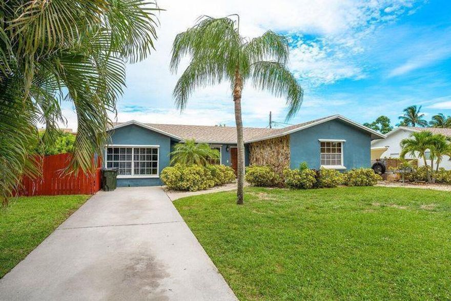 Fantastic opportunity awaits in the highly desirable community of Tropic Palms.. This fully fenced in pool home is situated on an over-sized corner lot.. New roof was put on in 2021.. Space on the side of the house for you to dock your boat or RV.. While officially listed as a 3 bed & 2 bath home, there is an additional living space currently used as a 4th bedroom, as well as a bonus storage space in the back that is fully enclosed.. This home is conveniently located to all of East Delray, including Atlantic Ave, the ocean, & the intracoastal.. Also minutes away from grocery & department stores, as well as restaurants & dining.