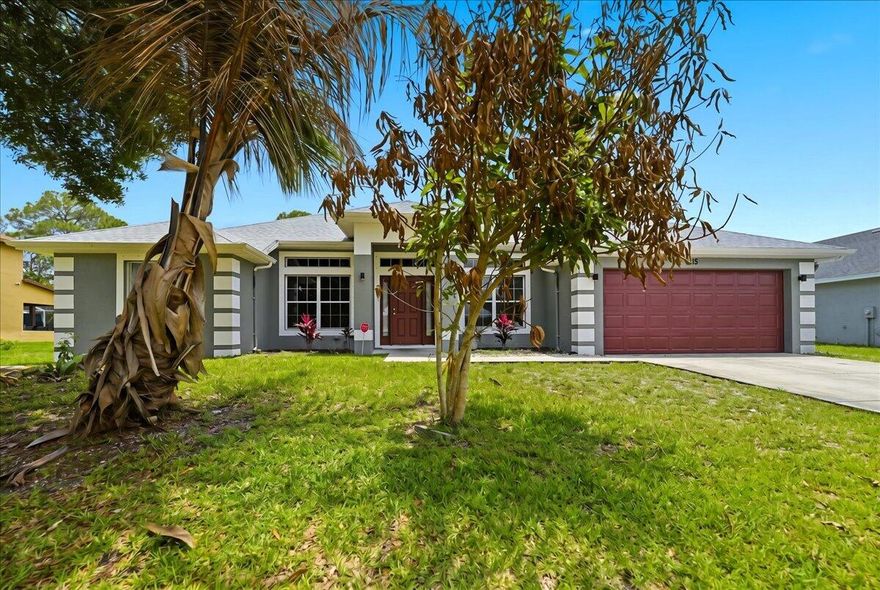 RECENT PRICE IMPROVEMENT!   Discover exceptional value and comfort at 1218 SW Melrose Avenue, a standout property in the desirable Gatlin/Savona area offering freedom and flexibility with NO HOA restrictions. This  4 bedroom, 3 Bath home presents a rare opportunity to own a 2182 SqFt Home, featuring a new roof (2024) and an efficient HVAC system (2020) that ensure peace of mind for years to come.  The open-concept floor plan also features vaulted ceilings, tile floors throughout with an office/flex room. Kitchen equipted with granite countertops, White cabinetry, and new appliances. The master suite provides a true retreat, boasting new luxury vinyl flooring and a generously sized en-suite bath with separate tub and shower. Enjoy South Florida living in your private, large backyard, perfect for entertaining or securely storing your boat/RV. Complete with full storm/security shutters for added protection. Its prime location offers convenient access to top-rated schools, shopping, dining, and major highways (I-95 & Turnpike), ensuring you're connected to all the Treasure Coast has to offer. This is more than a home; it's an intelligent investment. Schedule your private viewing today!"