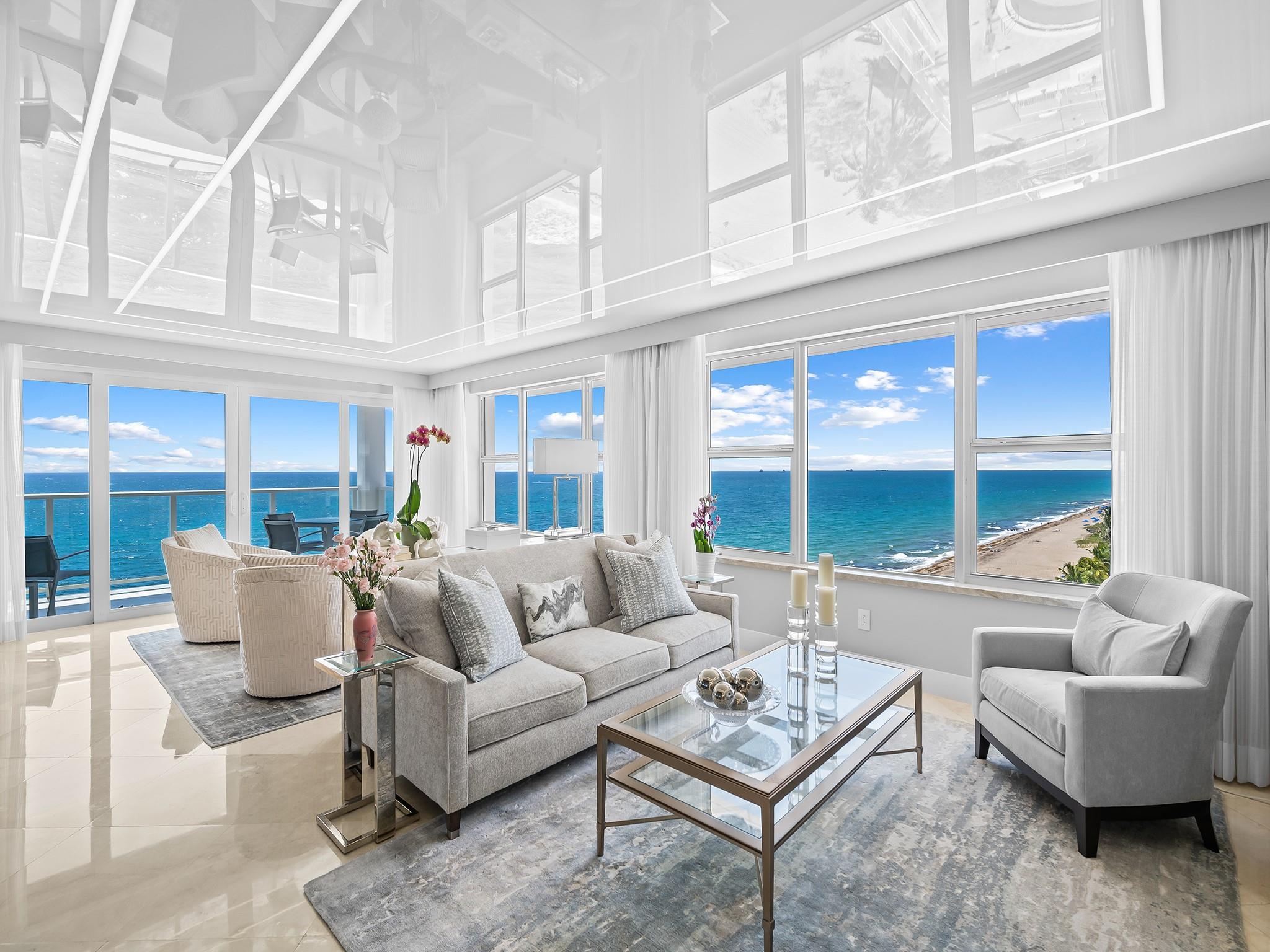 A new level of luxury in this rarely available SE corner unit w/ breathtaking unobstructed views of the ocean & coastline. The epicurean kitchen offers an abundance of cabinets, counter space & upgraded appliances that will impel those who entertain & cook. Enjoy intimate meals in the formal dining room surrounded by ocean views or casual dining at the oversized snack bar. The primary suite boasts ocean views, a custom walk-in closet, additional custom closets & luxurious built-in for storage and displays. The spa inspired lavish primary BA offers double vanities, an oversized shower, smart Toto Neo Rest toilet & tremendous storage. The 2nd BR is currently used as a den/home office & features ocean views & custom closets.