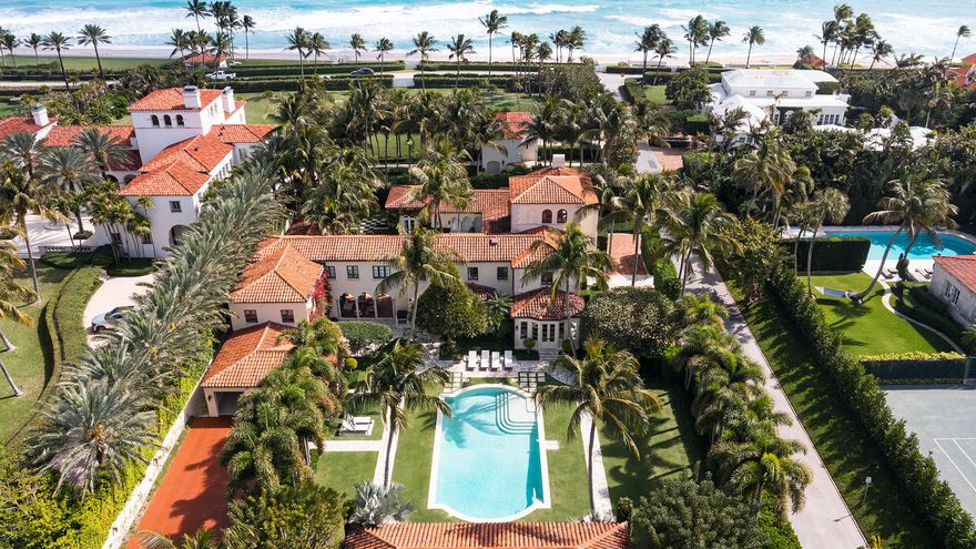 Rarely available beautifully maintained Landmarked estate, designed by Maurice Fatio, one of the early & beloved architects of Palm Beach.  Sited on the ocean block on .84 acres at a high elevation with deeded beach access, this historically significant residence includes 8 BRs, 9.3 BAs, a guest house, tower room with ocean views, 4 car garage, separate staff apartment, generator, lush gardens & a beautiful pool.  As was Maurice Fatio's style there are numerous loggias for entertaining & al fresco dining.  Modern amenities are juxtaposed with exceptional historical details including stenciled ceilings, copper office ceiling, Cuban tile floors, fireplaces & lovely millwork.  Closely located to iconic Worth Avenue's fine dining, world class shopping & cultural activities.