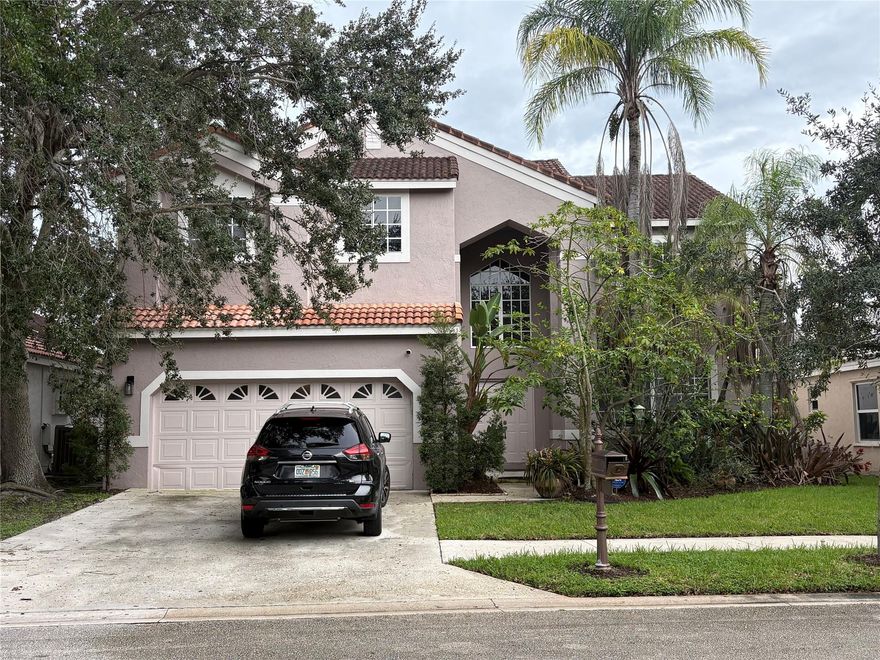 Photos coming soon. Two-story, large lakefront pool home on a beautiful, private lot with stunning views and no neighbors behind. The primary bedroom includes a sitting room. Volume ceilings enhance the open and bright floorplan. Additional amenities include an alarm system, large family room, cul-de-sac location, and partial set of hurricane shutters. Community features include a pool, recreation areas, and a guardhouse. Home will need a new roof.