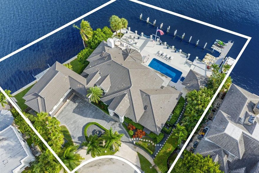 A true point lot on the Intracoastal, 7400 NE Orchid Bay Terrace commands more than 270 feet of wraparound waterfront with direct ocean access and quick run to the inlet. The rare unobstructed southern exposure brings consistent light, wide open water views, and privacy across the .42 acre lot. Every main room faces the water. The kitchen is finished with custom EBONIST high-gloss cabinetry, Wolf cooking appliances, and Sub-Zero refrigeration and freezer. The first floor includes three bedrooms plus an office. The primary suite is upstairs, along with a second full suite sized room currently used as a performance gym. The gym includes Life Fitness equipment, a dry sauna, Miele coffee bar, Sub-Zero refrigerator and freezer drawers, and a full size washer and dryer. The outdoor setting is designed for all of your waterfront living needs. New ceramic tile surrounds the pool, followed by premium composite decking on the dock and fire pit seating area. All-glass railing keeps the sightlines clear from every angle. The seawall has been completely reinforced and is in impeccable shape with 129' on the South side and 140' on the East. The South side is equipped with a floating dock to hold up to 7 jet ski's and a boat lift that accommodates up to a 28 ft up to 45 ft boat, and still room to home a 100' yacht.  The outdoor kitchen includes a grill, refrigerator, ice maker, and television. The cabana bath has a steam shower, and the cold plunge sits just off the pool deck. Sonos audio runs throughout the interior and exterior spaces. 

The 3 car garage is currently set up as two additional guest apartments not included in the bedroom and bathroom count and can be returned to a three-car garage prior to closing. The built-in shark tank and column tank may remain or be removed. The All-Star gym can stay as configured or be converted to a second full suite. The home can shift to match the next owner's use and layout without compromise.

7400 NE Orchid Bay Terrace is a point-lot property with scale, water, southern light, dock capacity, and configuration options that are rare in Boca Raton. This is the combination buyers wait for.