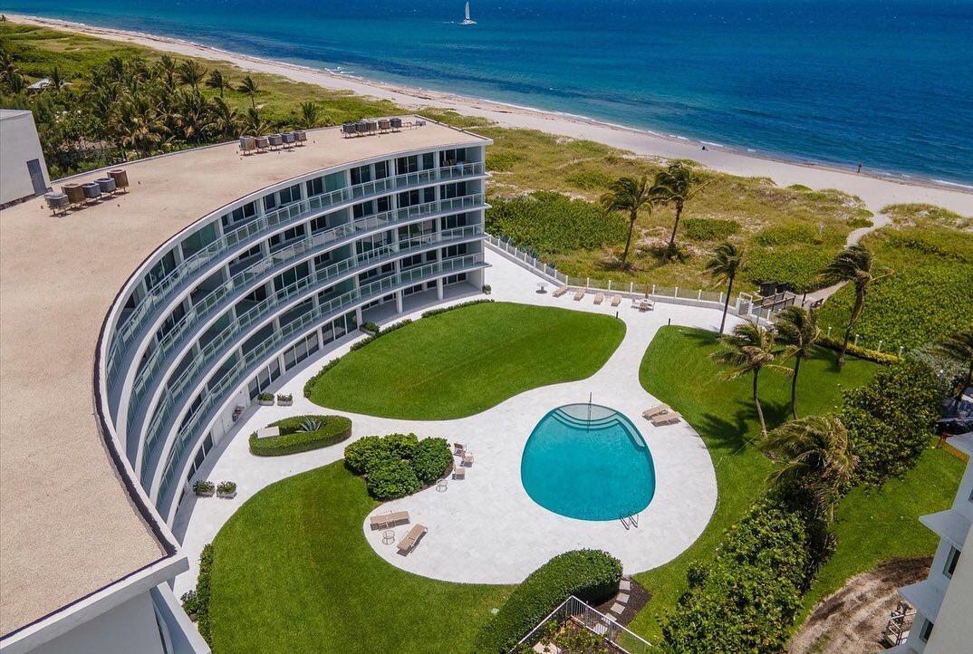 Experience beach living at the Hamilton House located directly on the beach and a short distance from Atlantic Avenue in Delray. Seasonal rental available $9,200 per month, min. 3 months Seasonal.  Available for Annual as well at 5800 per mo. The 5-story, 24 unit Hamilton House was extensively restored in 2021. Onsite amenities include manager, BBQ, elegant pool area and easy beach access. The unit has direct water views from the living area and bedroom with an expansive balcony overlooking the ocean and the pool. With top-of-the-line appliances, quartz countertops, a newly renovated bathroom, and king-sized bed, this quiet oasis is just minutes away to everything bustling Delray has to offer with fabulous shops, restaurants, supermarkets, coffee, salons & more.