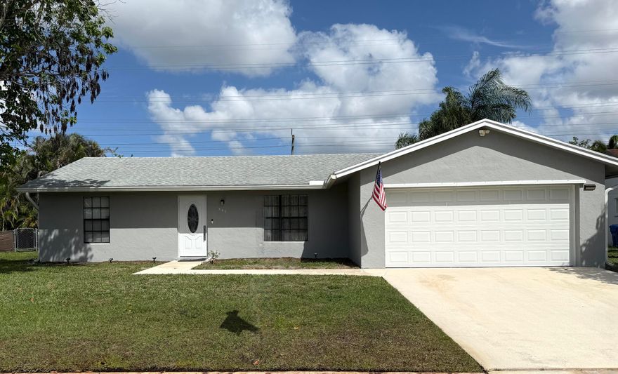 Beautifully updated home featuring an open kitchen & a 2022 roof, located in La Mancha comm just a few houses away from the neighborhood park. Home improvements in the last couple of years, including newer kitchen appliances, WD, toilets, an impact-rated garage door, seamless gutters, & a Nest thermostat. Both the interior & exterior have been freshly painted, the AC has been recently serviced, & exterior cameras stay. Over a quarter of an acre lot, the yard is fully fenced, offering privacy and plenty of room to design your own outdoor retreat or entertainment space. Even better, there will never be neighbors behind the home, as the land is owned by FPL providing lasting peace and privacy and with no HOA! Seller says let's negotiate to buy down that interest rate!