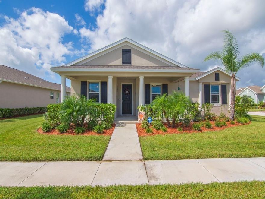 Stunningly designed Vizcaya model is in the wonderful coveted Point West's East Village. 3 bedrooms, 2 baths and a 2 car garage. Custom closets and pantry, tray ceilings and stainless steel appliances. Amenities in the area include pool, clubhouse and golf course. Relaxing view from the front.porch. Corner Lot. Alley way in the back for garage access.