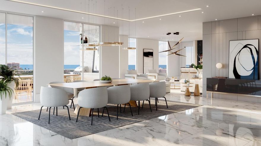 This amenity-rich Sky-Palace penthouse offers the option for a fully customized three-, four- or five-bedroom residence with six bathrooms and a spacious den. It features 7,120 square feet under air with a massive 930-square-foot-terrace offering sweeping views of the Atlantic Ocean, Boca Resort, Intracoastal waterway, and downtown Boca Raton. This unique residence also has two private elevators and four underground, assigned parking spaces. Other in-home amenities include a custom-wine cellar, bar, home theater, and the entire residence is outfitted with Crestron Home Automation. This is a natural gas building so you will be cooking with gas.