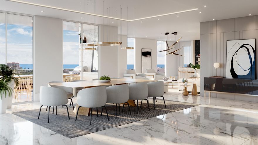 This amenity-rich Sky-Palace penthouse offers the option for a fully customized three-, four- or five-bedroom residence with six bathrooms and a spacious den. It features 7,120 square feet under air with a massive 930-square-foot-terrace offering sweeping views of the Atlantic Ocean, Boca Resort, Intracoastal waterway, and downtown Boca Raton. This unique residence also has two private elevators and four underground, assigned parking spaces. Other in-home amenities include a custom-wine cellar, bar, home theater, and the entire residence is outfitted with Crestron Home Automation. This is a natural gas building so you will be cooking with gas.